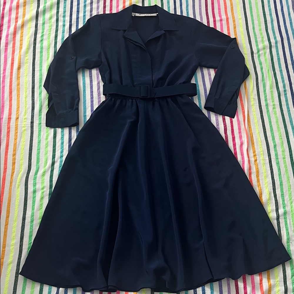 MS CHAUS Elegant Navy Blue Dress